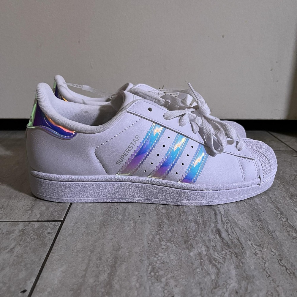 Adidas Superstar II J Shoes Youth Size 7 White Iridescent Stripes Low Top JQ2803